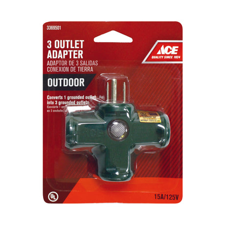 Ace Grounded 3 outlets Adapter 1 pk