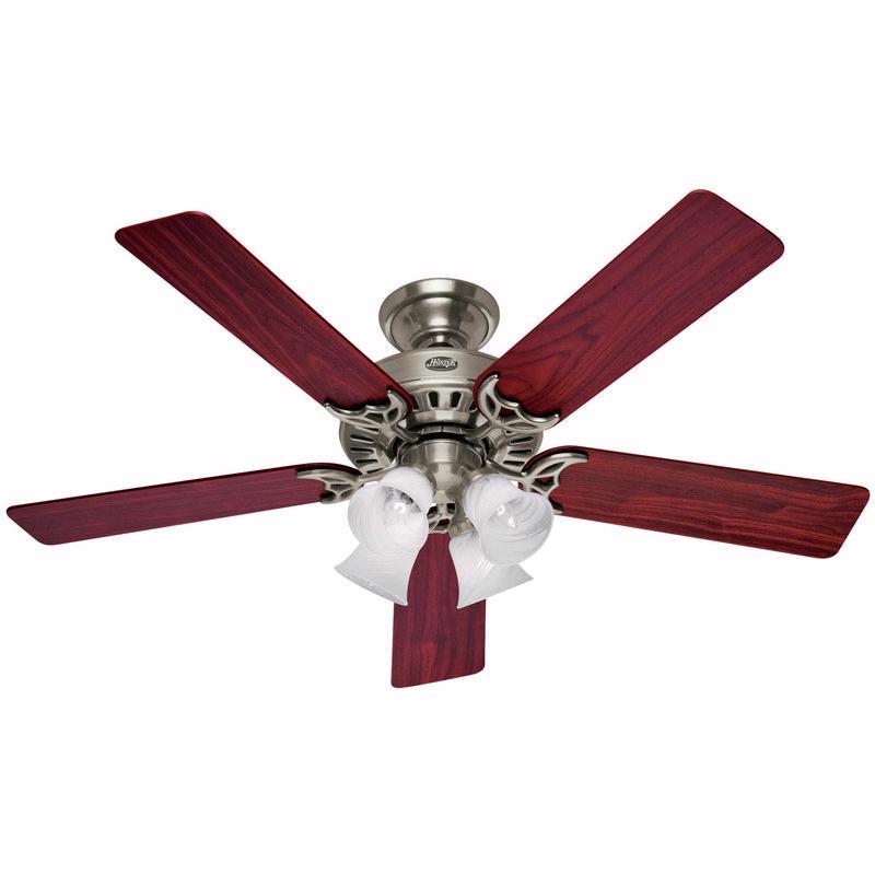 Hunter 53064/20183 Ceiling Fan, 5-Blade, Cherry/Maple Blade, 52 in Sweep, 3-Speed, With Lights: Yes