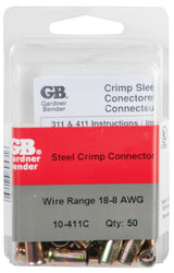 Gardner Bender 10-411C Crimp Connector, 8 to 14 AWG Wire, Steel Contact, Silver, 50/CD