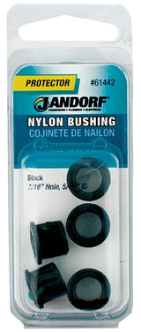 Jandorf 61442 Conduit Bushing, Nylon, Black, 5/16 in Dia Panel Hole, 0.406 in Thick Panel