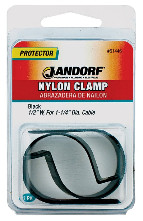 Jandorf 61446 Cable Clamp, 1-1/4 in Max Bundle Dia, 1/2 in W, Nylon, Black