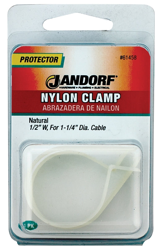 Jandorf 61458 Cable Clamp, 1-1/4 in Max Bundle Dia, 1/2 in W, Nylon, Natural