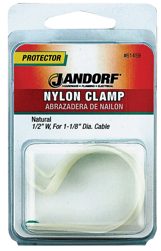 Jandorf 61459 Cable Clamp, 1-1/8 in Max Bundle Dia, 1/2 in W, Nylon, Natural