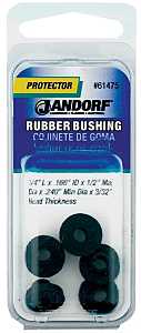 Jandorf 61475 Conduit Bushing, 0.166 in Dia Cable, Rubber, Black, 3/32 in Thick Panel