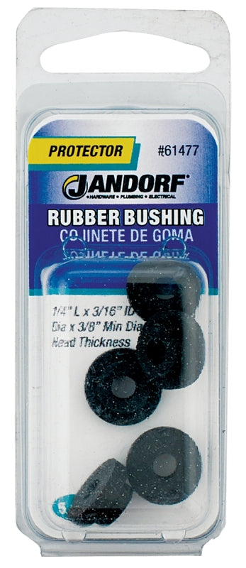 Jandorf 61477 Conduit Bushing, 3/16 in Dia Cable, Rubber, Black, 3/16 in Thick Panel
