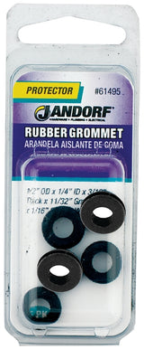 Jandorf 61495 Grommet, 1/4 in ID, 1/2 in OD, Rubber, Black, 3/16 in Thick Panel