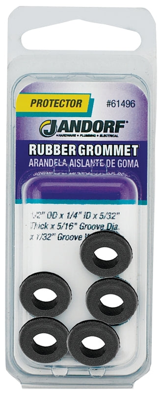 Jandorf 61496 Grommet, Rubber, Black, 5/32 in Thick Panel