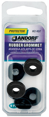 Jandorf 61497 Grommet, 1/4 in ID, 5/8 in OD, Rubber, Black, 3/16 in Thick Panel