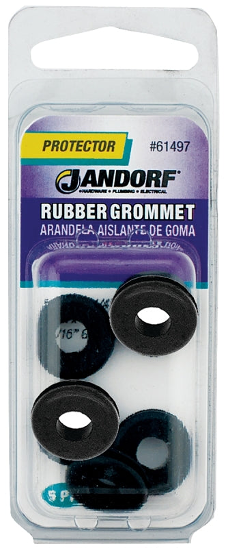 Jandorf 61497 Grommet, 1/4 in ID, 5/8 in OD, Rubber, Black, 3/16 in Thick Panel