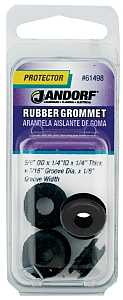 Jandorf 61498 Grommet, 1/4 in ID, 5/8 in OD, Rubber, Black, 1/4 in Thick Panel