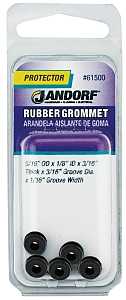 Jandorf 61500 Grommet, 1/8 in ID, 5/16 in OD, Rubber, Black, 3/16 in Thick Panel