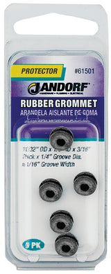 Jandorf 61501 Grommet, 1/8 in ID, 11/32 in OD, Rubber, Black, 3/16 in Thick Panel
