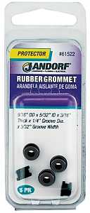 Jandorf 61522 Grommet, 5/32 in ID, 5/16 in OD, Rubber, Black, 3/16 in Thick Panel