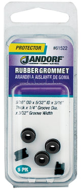 Jandorf 61522 Grommet, 5/32 in ID, 5/16 in OD, Rubber, Black, 3/16 in Thick Panel