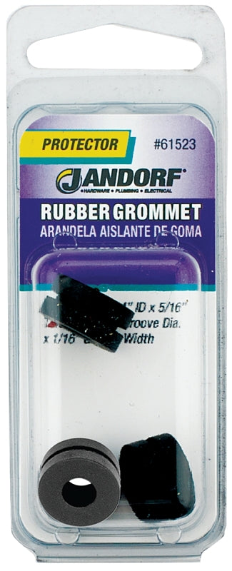 Jandorf 61523 Grommet, 17/64 in ID, 5/8 in OD, Rubber, Black, 5/16 in Thick Panel