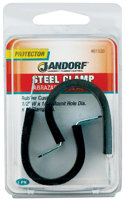 Jandorf 61526 Cushion Clamp, 1 in Max Bundle Dia, 1/2 in W, Rubber/Steel, Black
