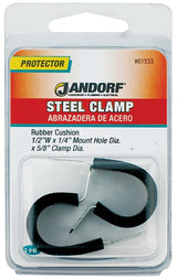 Jandorf 61533 Cushion Clamp, 5/8 in Max Bundle Dia, 1/2 in W, Rubber/Steel, Black