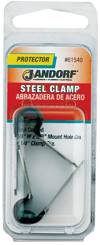 Jandorf 61540 Loom Clamp, 1/4 in Max Bundle Dia, 3/4 in W, Steel/Vinyl, Black