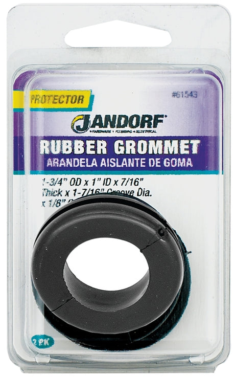 Jandorf 61543 Grommet, 1 in ID, 1-3/4 in OD, Rubber, Black, 7/16 in Thick Panel