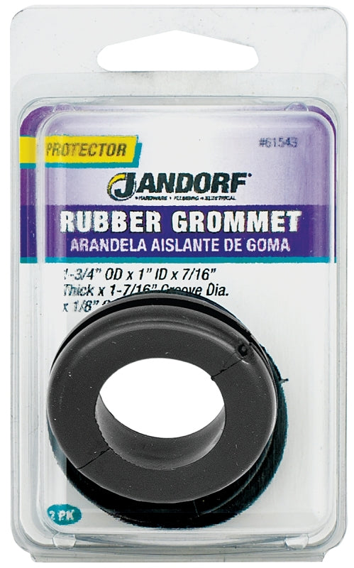 Jandorf 61543 Grommet, 1 in ID, 1-3/4 in OD, Rubber, Black, 7/16 in Thick Panel