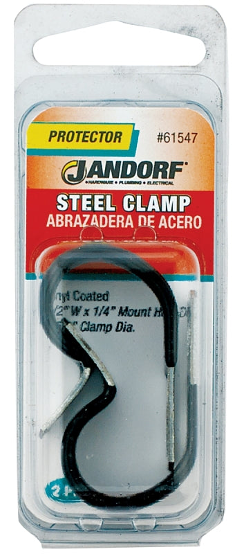 Jandorf 61547 Loom Clamp, 5/8 in Max Bundle Dia, 1/2 in W, Steel/Vinyl, Black