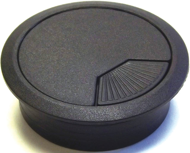 Jandorf 61610 Desk Grommet, 2-3/8 in Dia Cable, ABS, Black