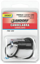 Jandorf 60470 Lamp Socket, 1.72 in W Dimensions, 125 V, 75 W, Phenolic Housing Material, Black