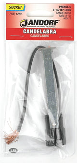 Jandorf 60471 Lamp Socket, 3.81 in W Dimensions, 125 V, 75 W, Phenolic Housing Material, Black