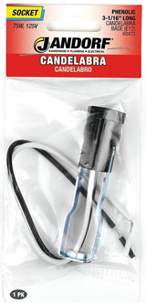 Jandorf 60472 Lamp Socket, 3.06 in W Dimensions, 125 V, 75 W, Phenolic Housing Material, Black