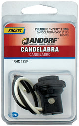 Jandorf 60473 Lamp Socket, 6 in Wire Dimensions, 125 V, 75 W, Phenolic Housing Material, Black
