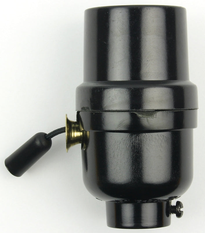 Jandorf 60532 Pull Chain Lamp Socket, 3-Way, 250 V, 250 W, Phenolic Housing Material, Black