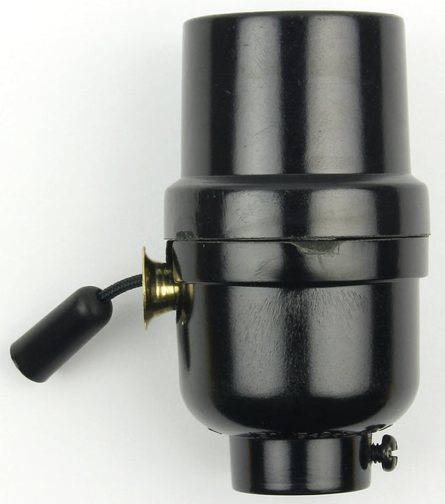 Jandorf 60532 Pull Chain Lamp Socket, 3-Way, 250 V, 250 W, Phenolic Housing Material, Black