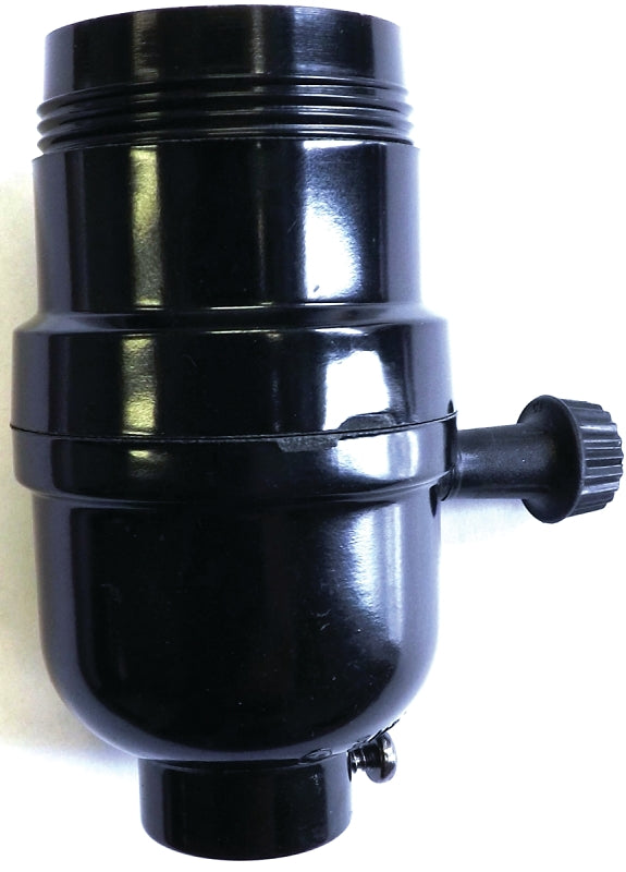 Jandorf 60545 On/Off Turn Knob Lamp Socket, 1/2 Threaded Top Dimensions, 250 V, 250 W, Phenolic Housing Material, Black