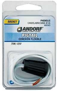 Jandorf 60563 Lamp Socket, 24 in Wire Dimensions, 125 V, 75 W, Phenolic Housing Material, Black