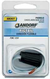 Jandorf 60563 Lamp Socket, 24 in Wire Dimensions, 125 V, 75 W, Phenolic Housing Material, Black