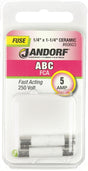 Jandorf 60603 Fast Acting Fuse, 5 A, 250 V, 200 A, 10 kA Interrupt, Ceramic Body