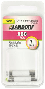 Jandorf 60604 Fast Acting Fuse, 7 A, 250 V, 200 A, 10 kA Interrupt, Ceramic Body