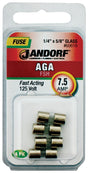 Jandorf 60619 Fast Acting Fuse, 7.5 A, 125 V, 1 kA Interrupt, Glass Body