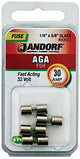 Jandorf 60623 Series Fast Acting Fuse, 0.002 Ohm, 30 A, 32 V, 1 kA Interrupt, Glass Body, 5/8 in Length