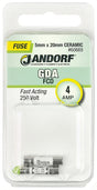 Jandorf 60669 Fast Acting Fuse, 0.02 Ohm, 4 A, 250 V, 1500 A Interrupt, Ceramic Body