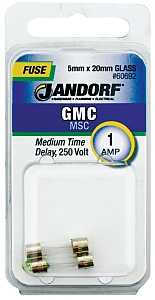 Jandorf 60692 Series Time Delay Fuse, 0.15 Ohm, 1 A, 250 V, 35 A, 10 kA Interrupt, Glass Body