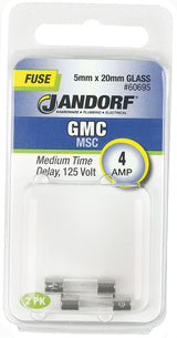 Jandorf 60695 Time Delay Fuse, 4 A, 125 V, 10 kA Interrupt, Glass Body