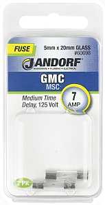 Jandorf 60698 Time Delay Fuse, 7 A, 125 V, 10 kA Interrupt, Glass Body