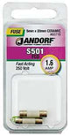 Jandorf 60718 Fast Acting Fuse, 0.11 Ohm, 1.6 A, 250 V, 1500 A Interrupt, Ceramic Body