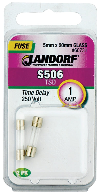 Jandorf 60731 Series Time Delay Fuse, 0.007 Ohm, 1 A, 250 V, 35 A Interrupt, Glass Body