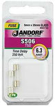 Jandorf 60736 Time Delay Fuse, 0.007 Ohm, 6.3 A, 250 V, 63 A Interrupt, Glass Body