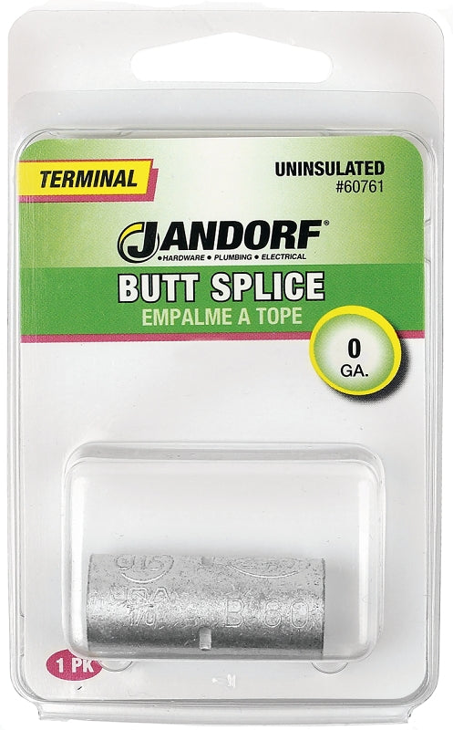 Jandorf 60761 Butt Splice Connector, #0 AWG Wire, Copper Contact, 1/PK