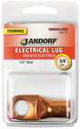 Jandorf 60776 Electrical Lug, 3/0 AWG Wire, 1/2 in Stud, Copper Contact, Brown