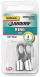 Jandorf 60783 Ring Terminal, 4 AWG Wire, 3/8 in Stud