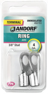 Jandorf 60783 Ring Terminal, 4 AWG Wire, 3/8 in Stud